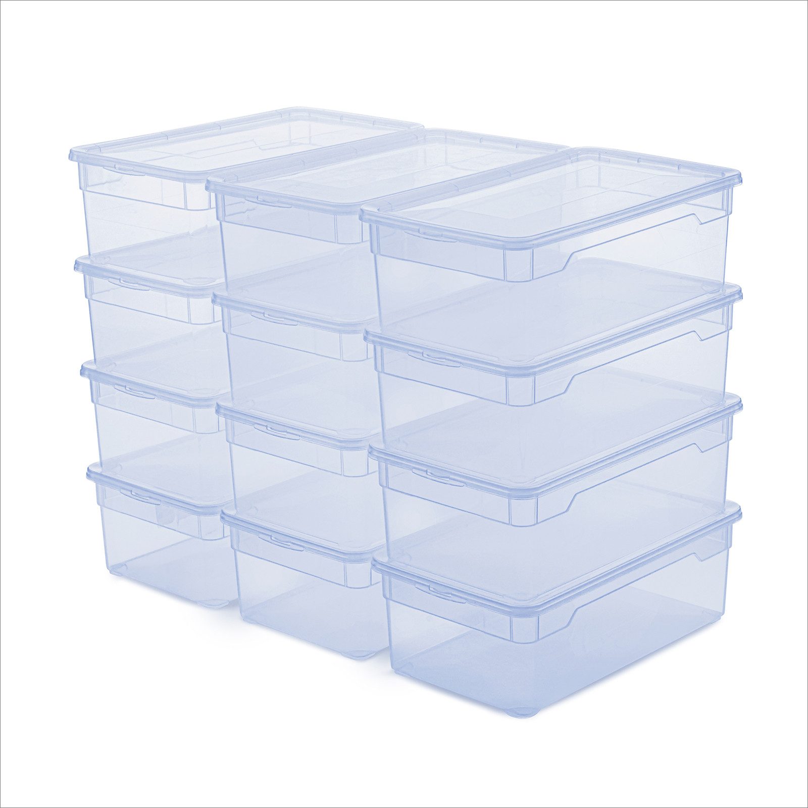 ROTHO Stapelbox 5L Kiste mit Deckel, modular für Schrank & Regal (12er-Set, 12 St., Stapelboxset), Platzsparend stapelbar, Inhalt sofort sichtbar