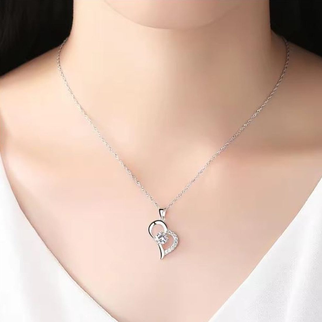 KARMA Silberkette Halskette Damen Silber 925 mit Anhänger Herz Damenkette m günstig online kaufen