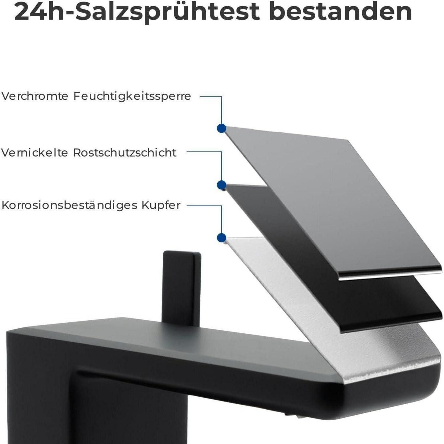 LuxusKollektion Waschtischarmatur Wasserhahn Einhebelmischer Waschtischmischer Wasserfall Schwarz