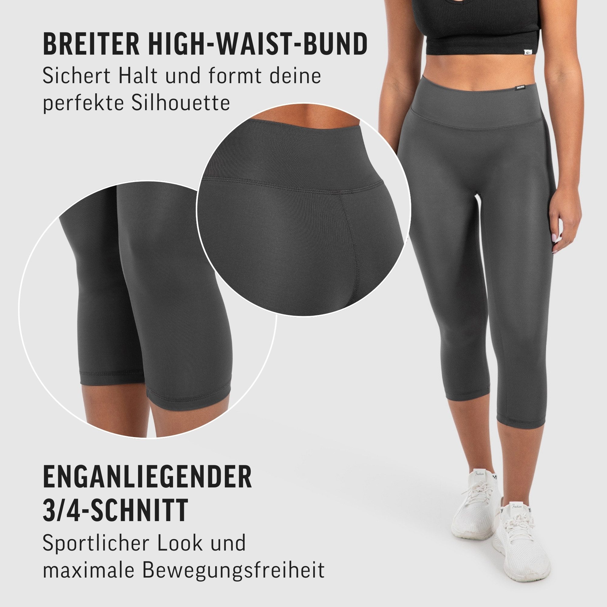 Smilodox Leggings Mirella, High Waist Capri-Leggings, weiches Stretch-Material Blickdichte 3/4 Sportleggings, Shape Fit Trainingshose, Yoga Freizeit