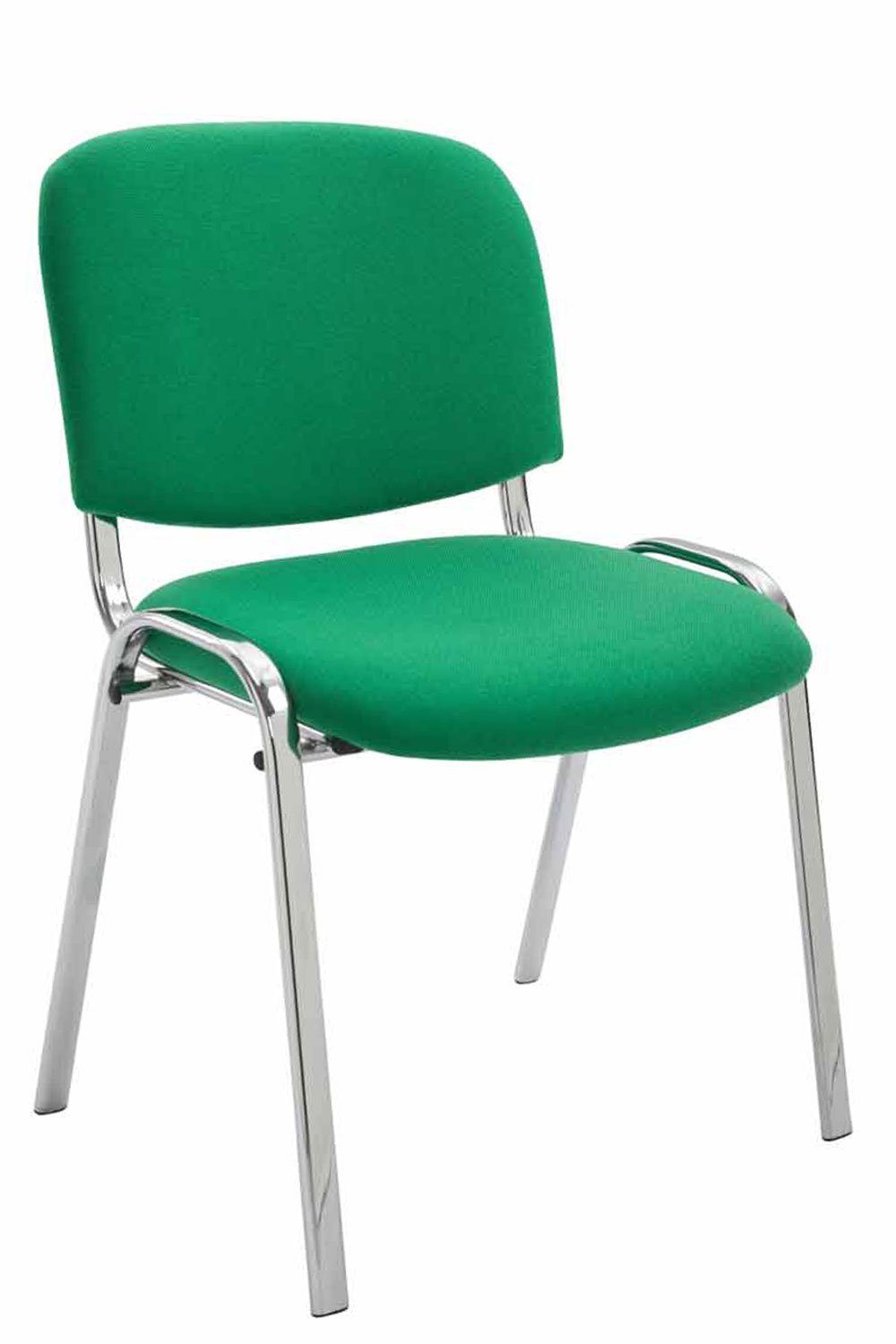 TPFLiving Besucherstuhl Keen mit hochwertiger Polsterung - Konferenzstuhl (Besprechungsstuhl - Warteraumstuhl - Messestuhl), Gestell: Metall chrom - Sitzfläche: Stoff grün
