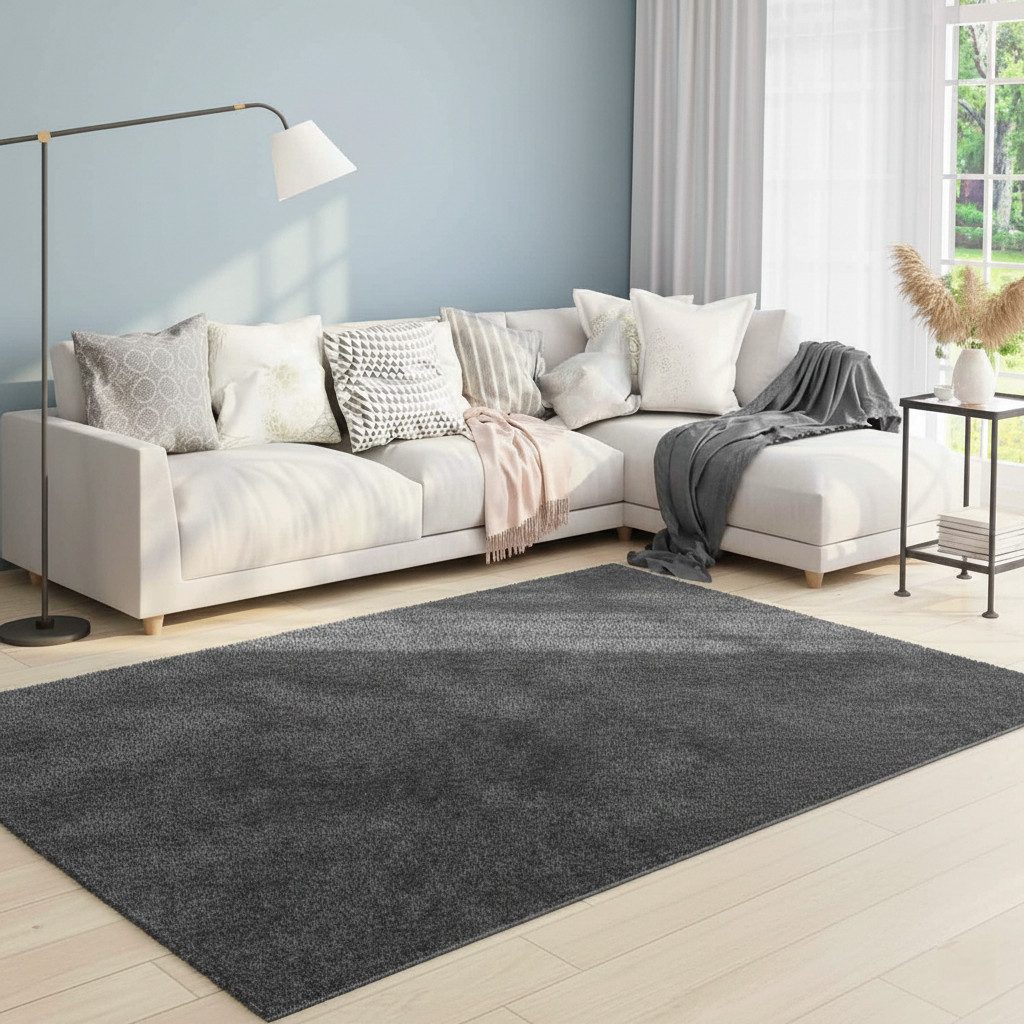 Vimoda Teppich Teppich Wohnzimmer Kurzflor, Rechteckig, Höhe: 8 mm, Teppich Einfarbig weich gewebt, Modern, in Versch. Größen & Farben