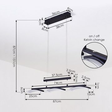 hofstein Pendelleuchte »Ovaro« moderne Deckenlampe aus Metall /Glas in Schwarz/Klar/Satiniert, 2700 Kelvin, Hängelampe mit Touchdimmer zum Ändern der 3xLED 5 Watt, 1350 Lumen