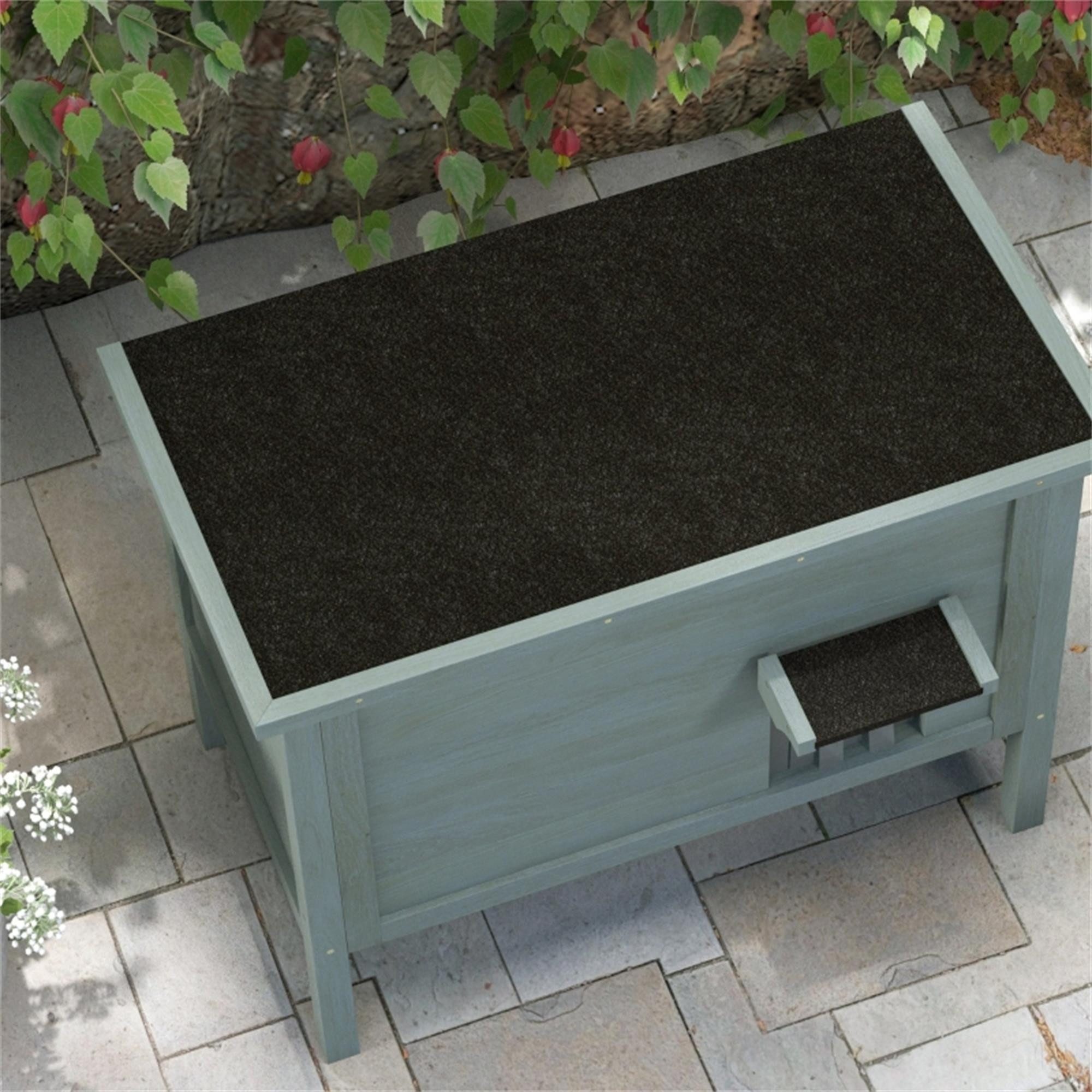 ibettertec Katzenhaus Outdoor-Katzenhaus Katzenhütte, wetterbeständig, 1 Fenster, 1 Eingang, 85 x 50 x 68,5 cm, Dunkelgrau+Schwarz