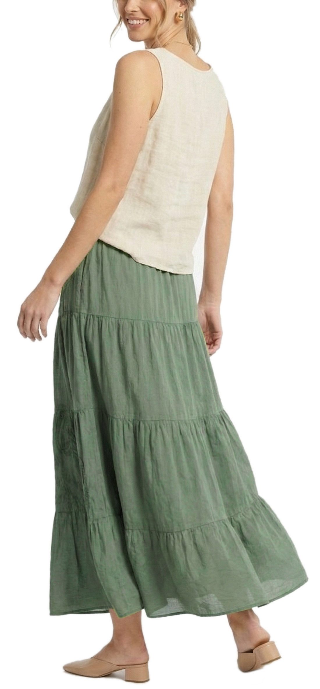 dy_mode Maxirock Damen Maxirock Unifarben A-Linien Sommerrock Boho-StyleStufenrock in Unifarbe