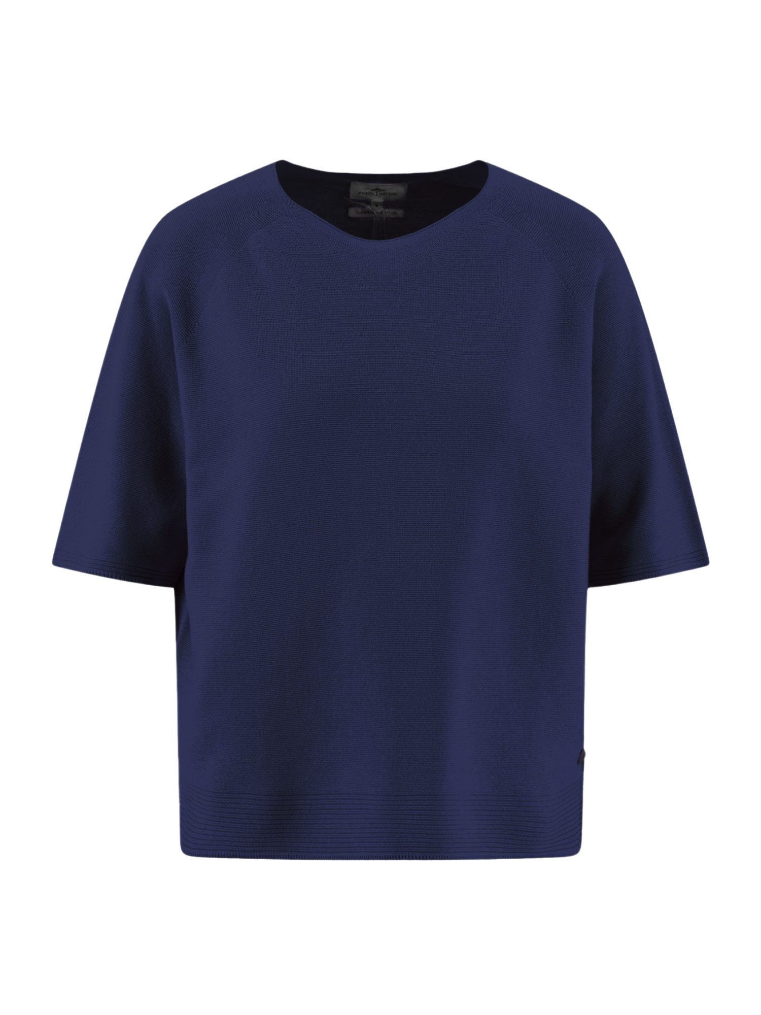 FYNCH-HATTON Kurzarmpullover blau,Freizeit,Baumwolle,Unifarben,Rundhals,Kurz,Regular Fit