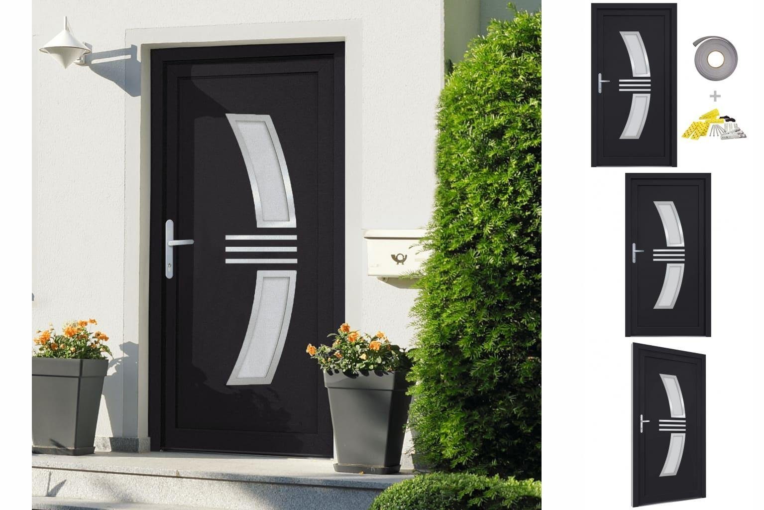 vidaXL Haustür Haustür Anthrazit 108x208 cm PVC Aluminium Haus Eingangstür Fronttür G