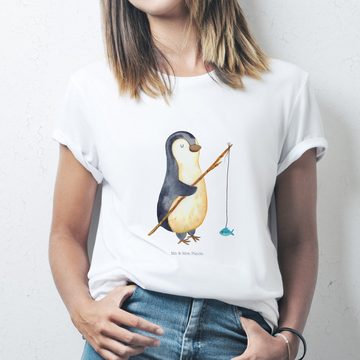 Mr. & Mrs. Panda T-Shirt Pinguin Angler - Weiß - Geschenk, Lustiges T-Shirt, verträumt, Sprüch (1-tlg)
