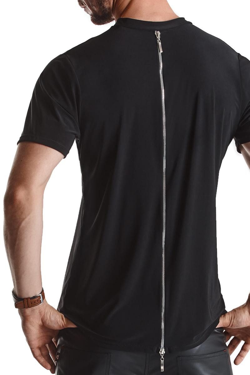 Regnes Fetish Planet T-Shirt Herren T-Shirt schwarz mit dekorativem 2-Wege-Reißverschluss auf der R