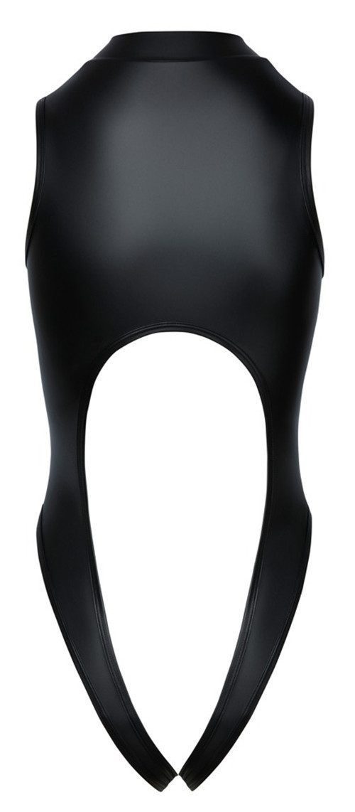 Cottelli Collection Body Ouvert Wetlook-Body mit Reißverschluss - schwarz (1-tlg) mit durchgehendem Reißverschluss