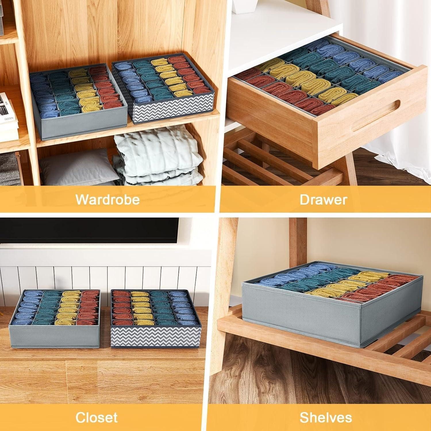 LuxusKollektion Schubladeneinsatz Socken Organizer Schubladen Zellen 2 Stück-24 Fächer Grau (2 St) – Bild 5 von 5
