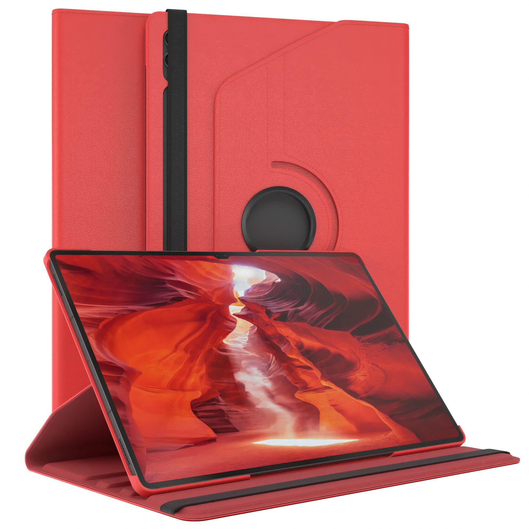 EAZY CASE Tablet-Hülle Rotation Case Galaxy Tab S10 Ultra Rotationcase 14,6 Zoll, Tabletcase Flipcover Smart kratzfest Hülle aufstellbar drehend Rot