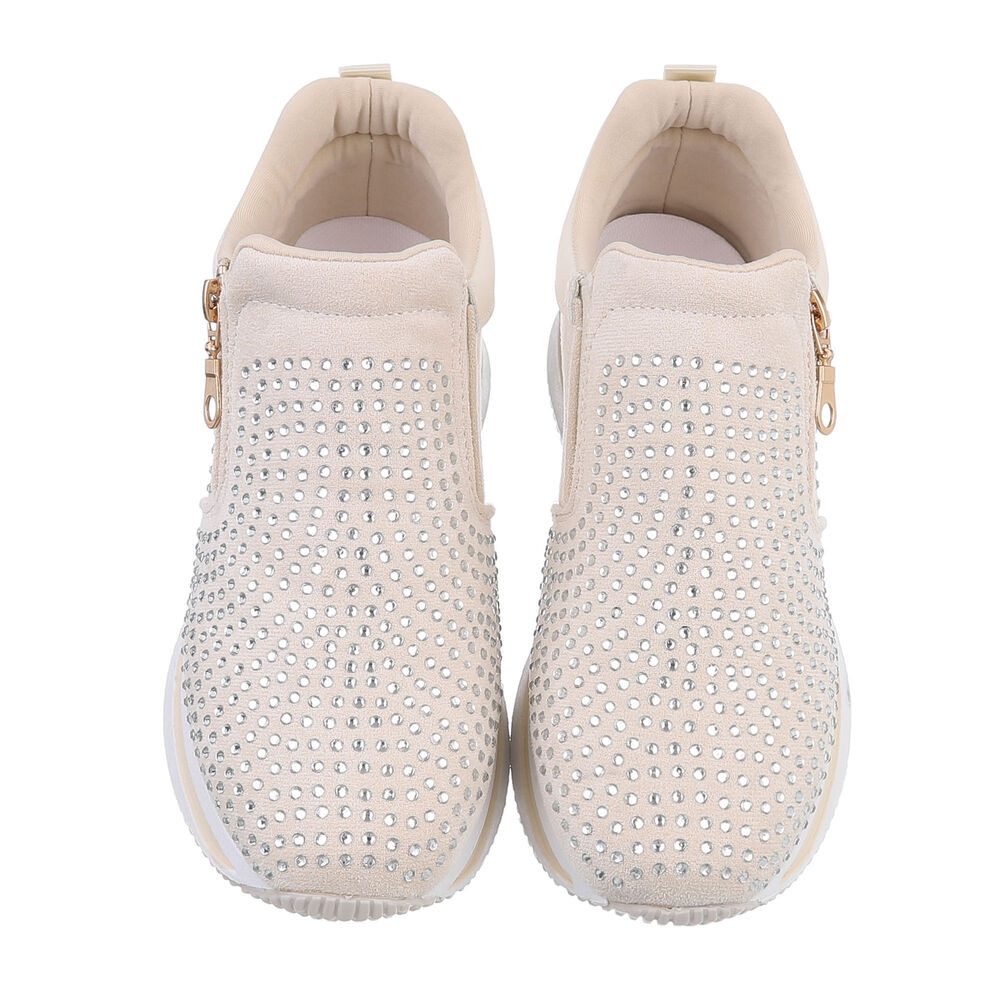Ital-Design Damen Low-Top Freizeit Sneaker (86016696) Keilabsatz/Wedge Sneakers Low in Beige