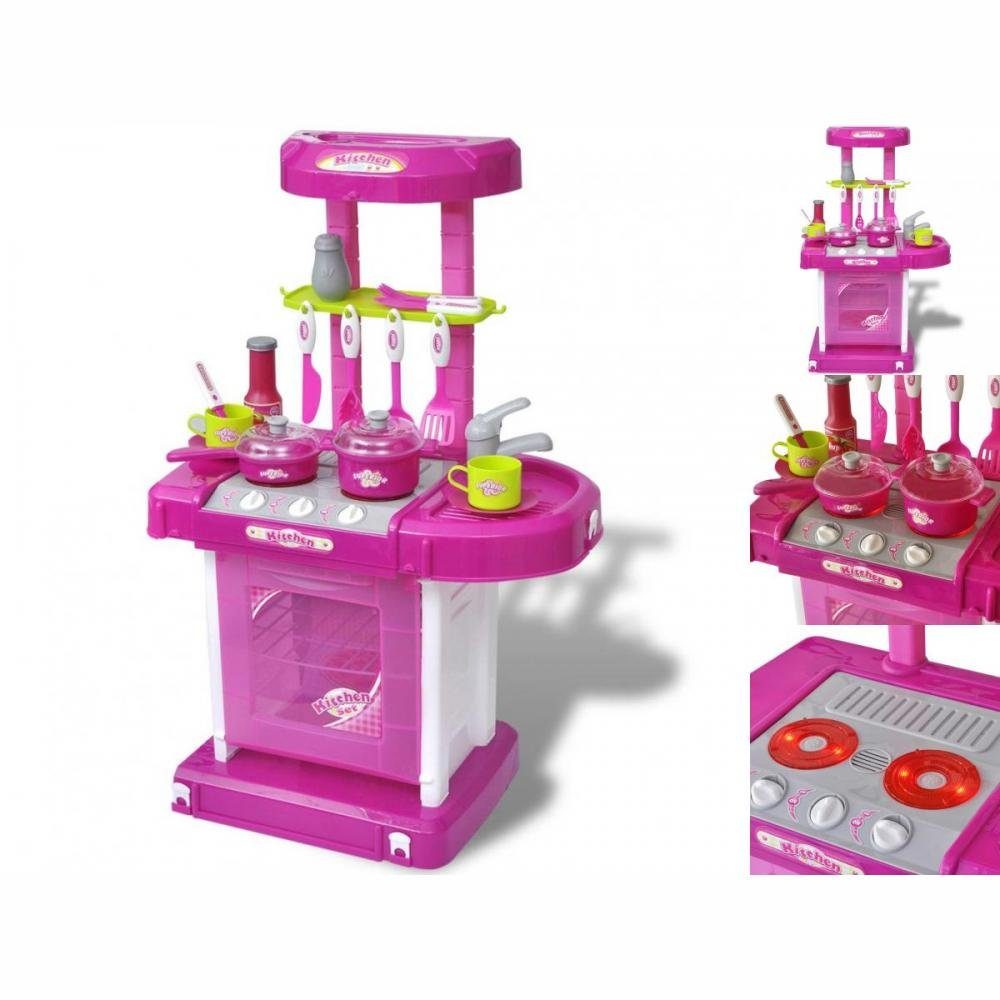 vidaXL Kinder-Küchenset Kinderküche mit Zubehör Spielküche mit Licht und Soundeffekten Rosa | Steckdosen