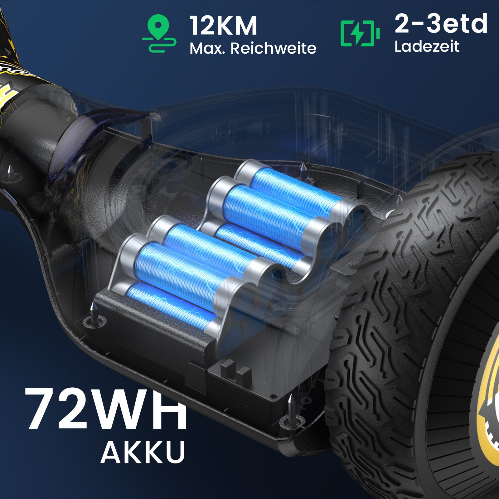 Gyroor Balance Scooter JD6, 6,5 Zoll Dual-Motor​ Minions Hoverboard mit Rundum-LED-Licht, (1 tlg), Bluetooth 500 W, 12.00 km/h, 15° Steigung, Für Kinder und Erwachsene