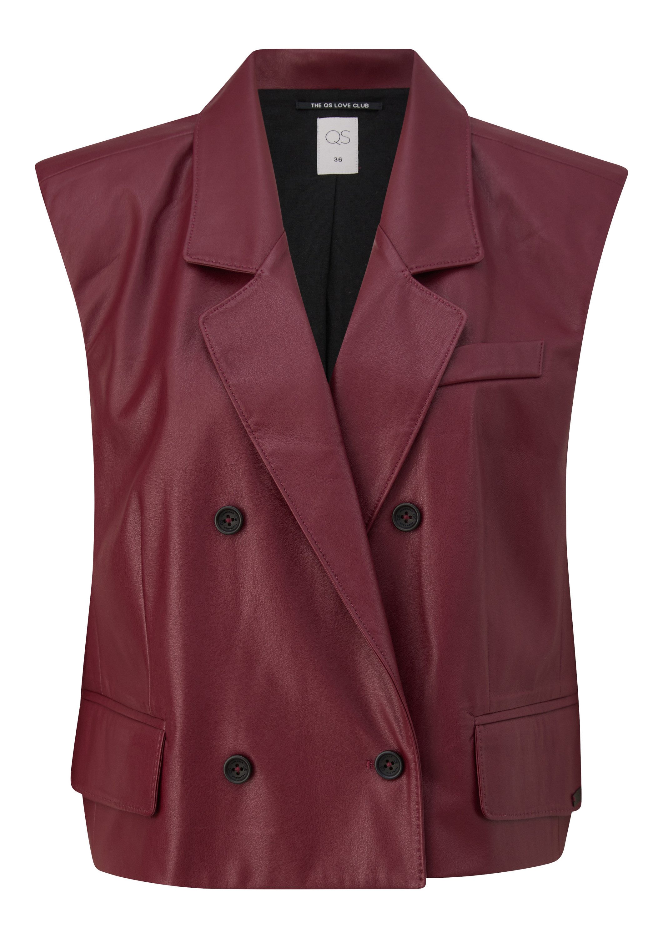 QS Jackenblazer Indoor-Weste Verkürzte Weste in Lederoptik günstig online kaufen
