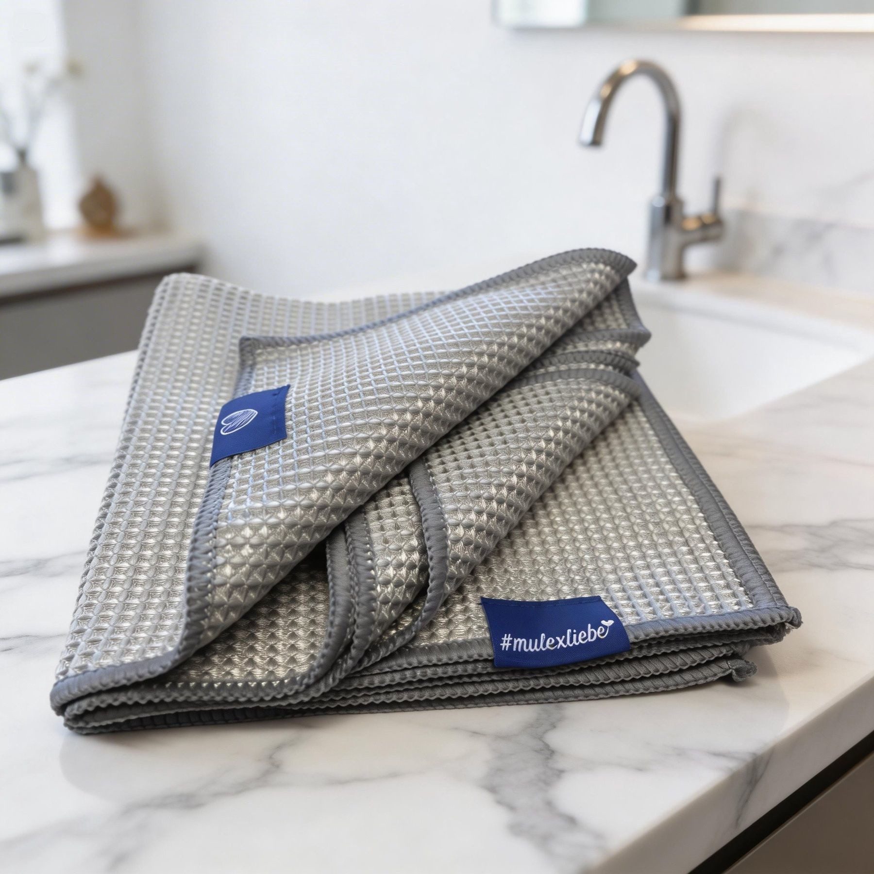 Mulex Mulex Waffeltücher 3er Set, Multifunktionstücher Mikrofasertuch (Mikrofaser, 39x39 cm, Set, 3-tlg., 3-in-1 Mikrofasertuch, streifenfrei reinigen ohne Reinigungsmittel)