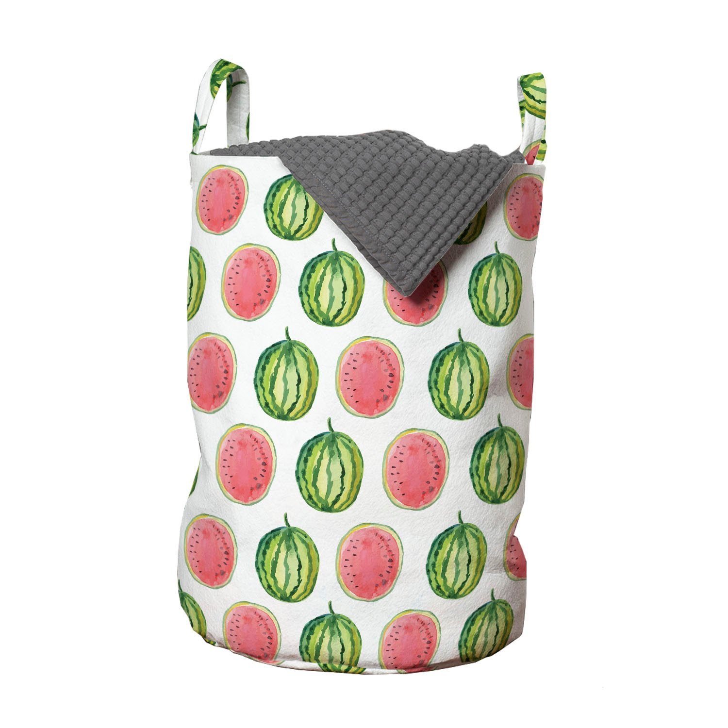 Abakuhaus Wäschesäckchen Wäschekorb mit Griffen Kordelzugverschluss für Waschsalons, Wassermelone Tropic Summer Fruit