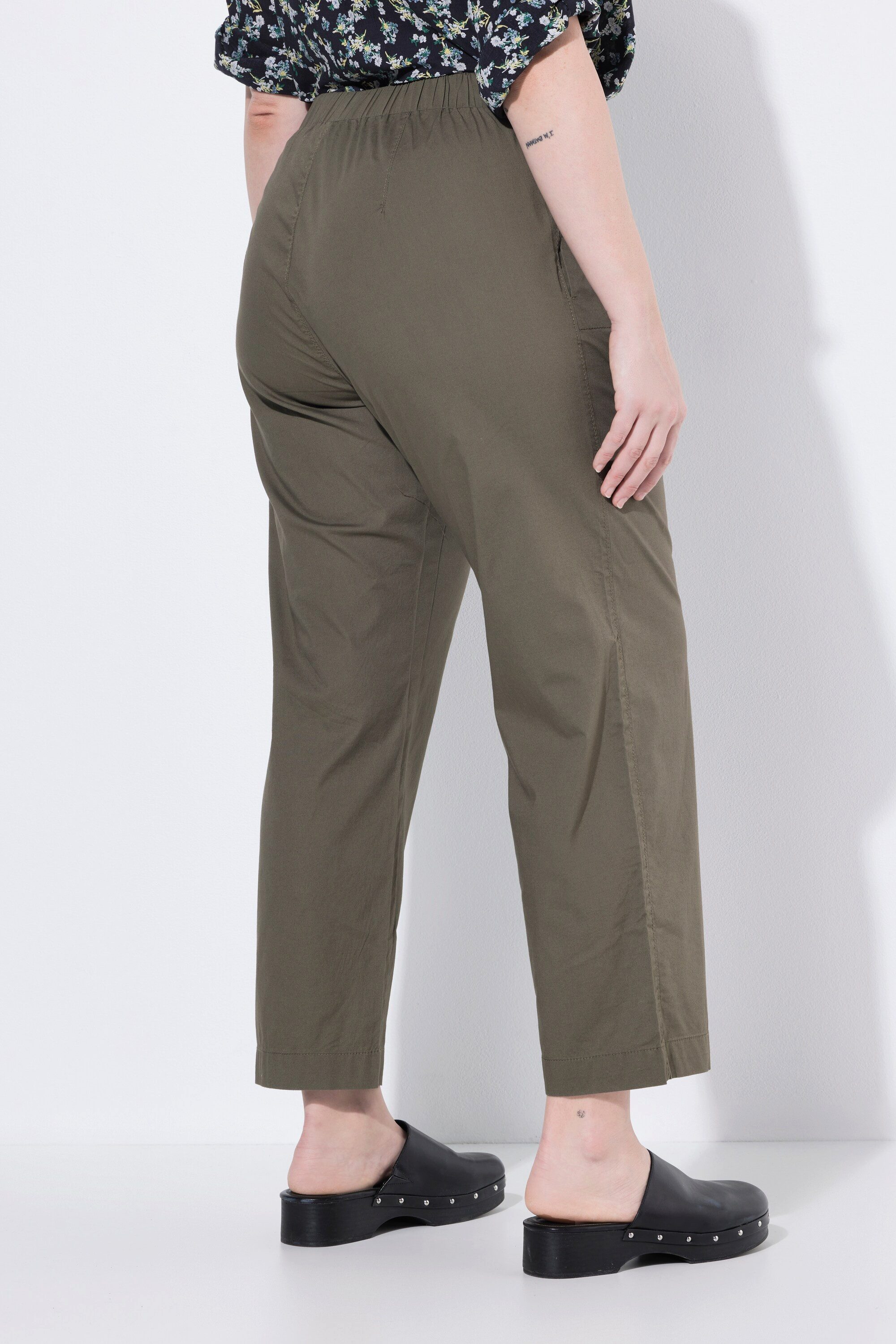 Ulla Popken Chinohose 7/8-Chinohose Ruby Elastikbund weites gerades Bein