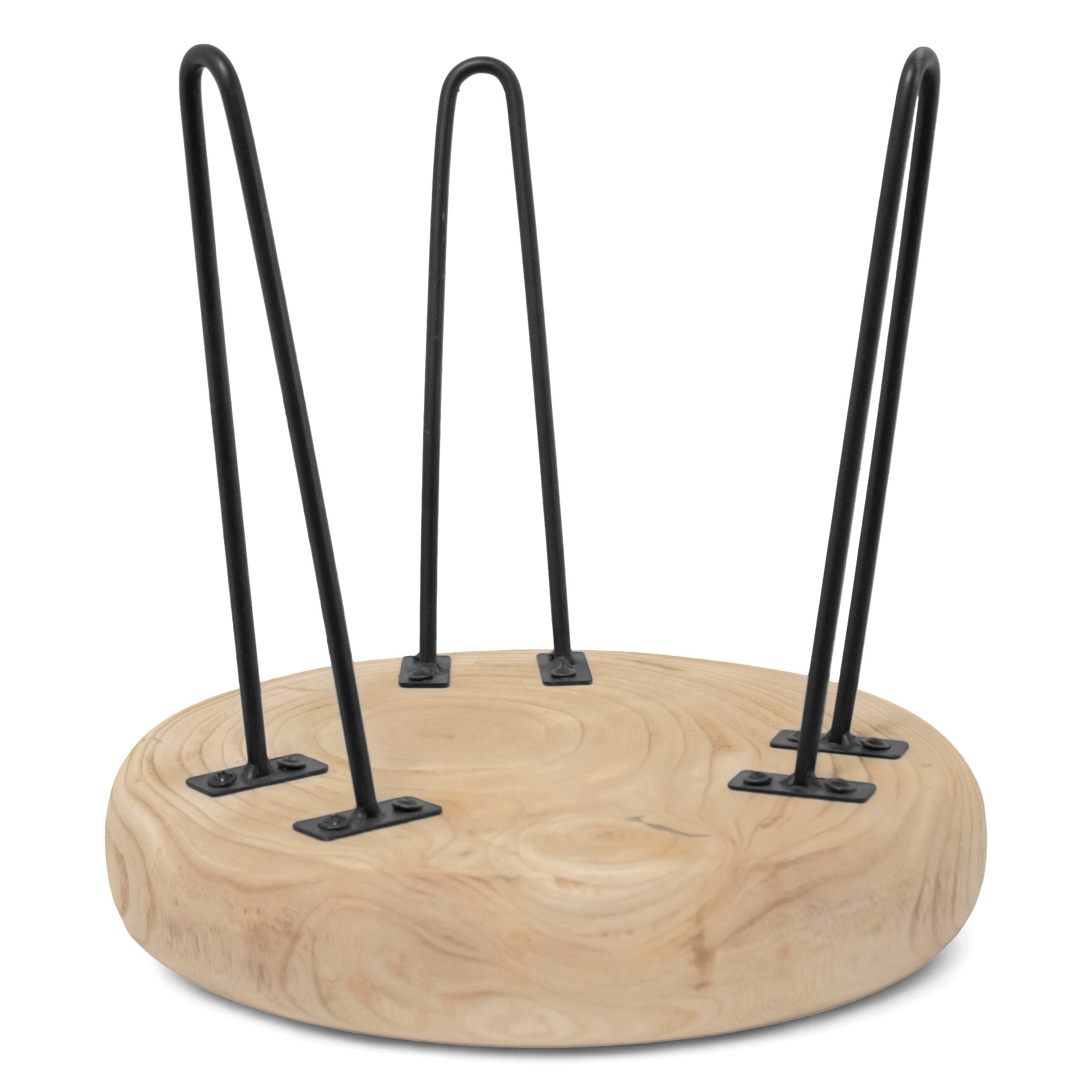 Spetebo Blumenhocker Holz Pflanzenständer natur mit 3 Beinen - 32 cm (Anzahl, 1 St., Stück), massive Holzplatte mit Metall Gestell – Bild 4 von 5