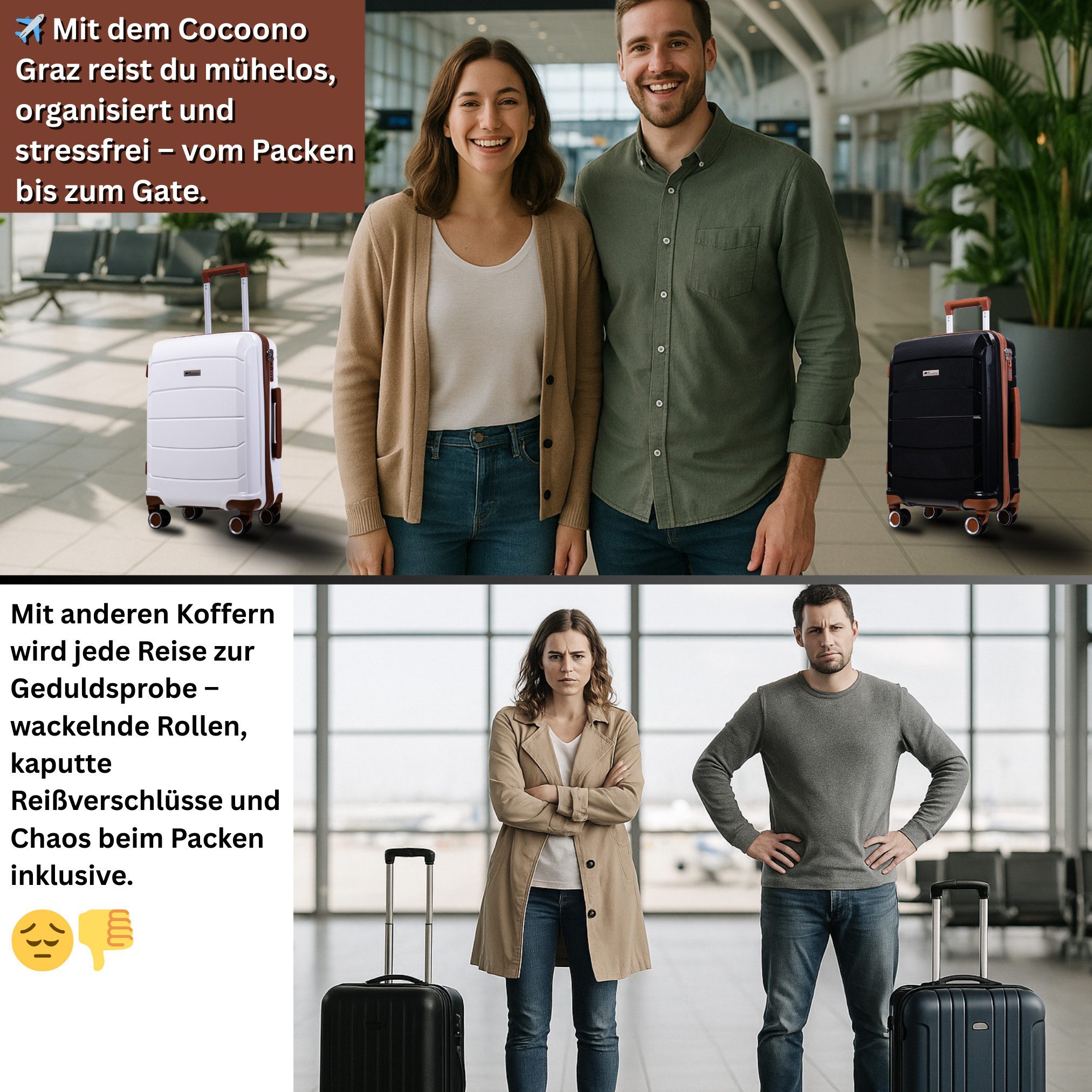 cocoono Hartschalen-Trolley Graz Hartschalenkoffer Trolley – M/L/XL/3er Set, TSA Schloss, Rollen