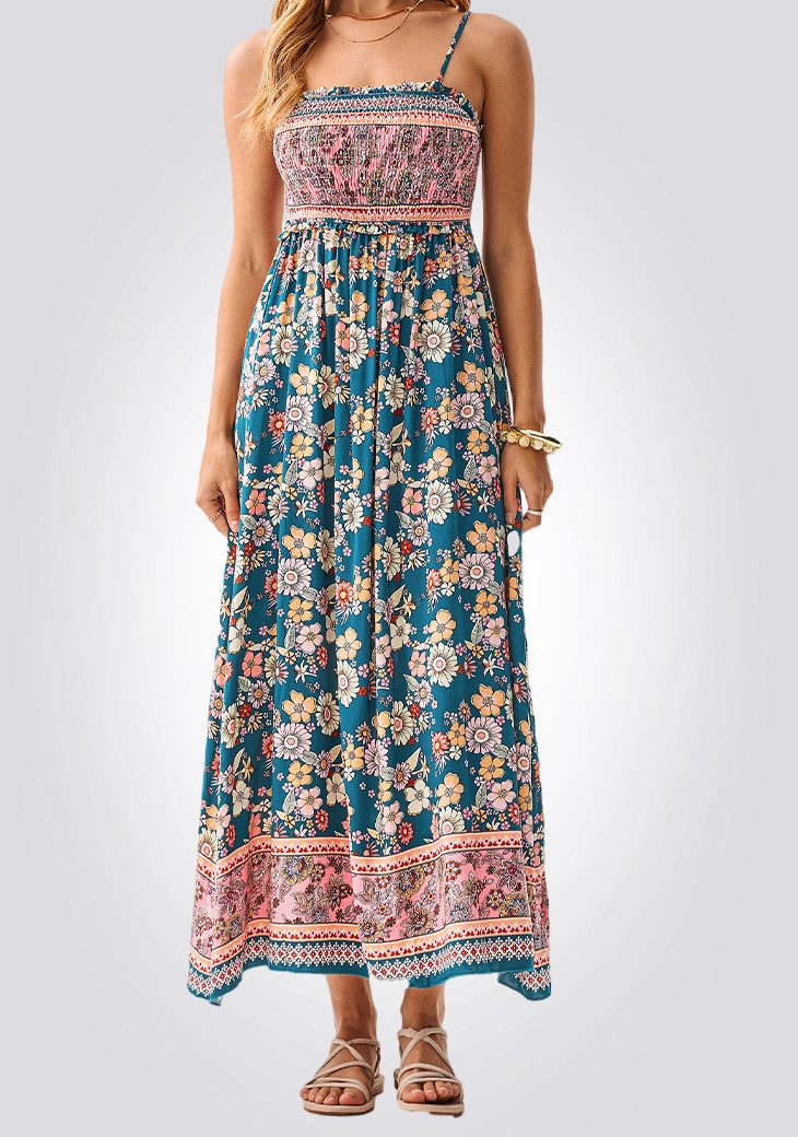 Cupshe Strandkleid Frühlingsblutenblumen-Maxikleid
