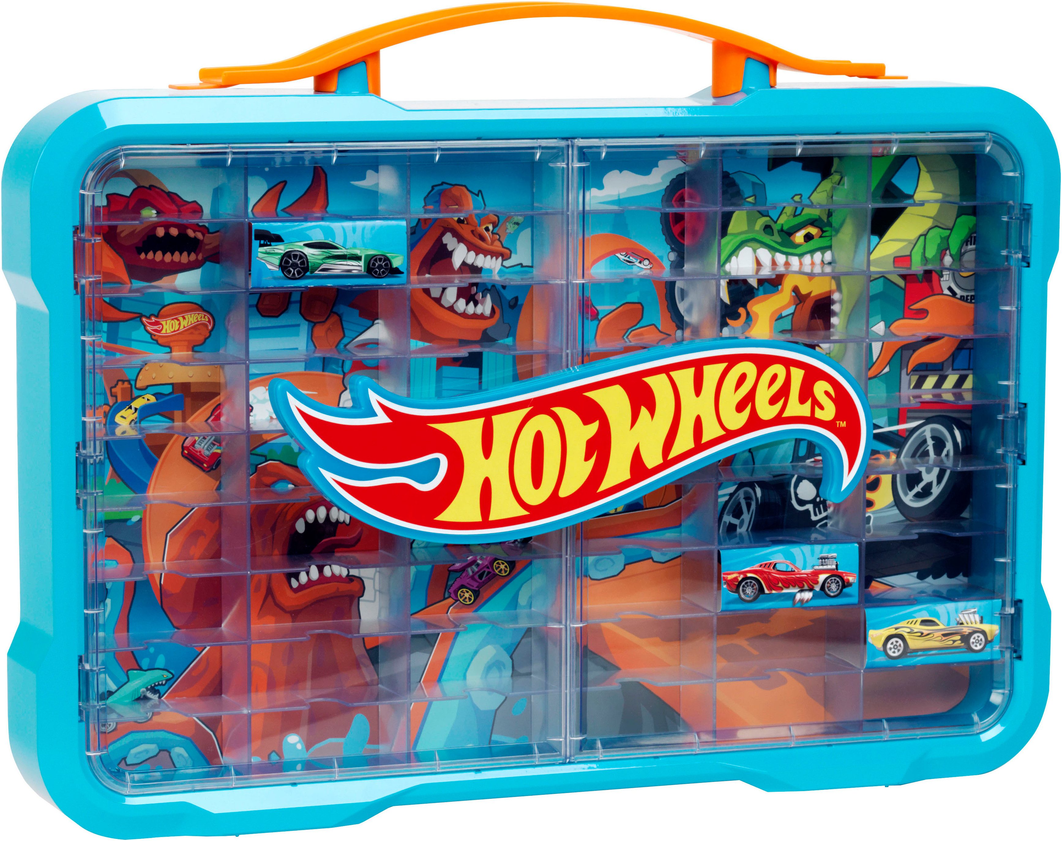 Small collector's case/display case for 54 cars, with illuminated Hot Wheels logo