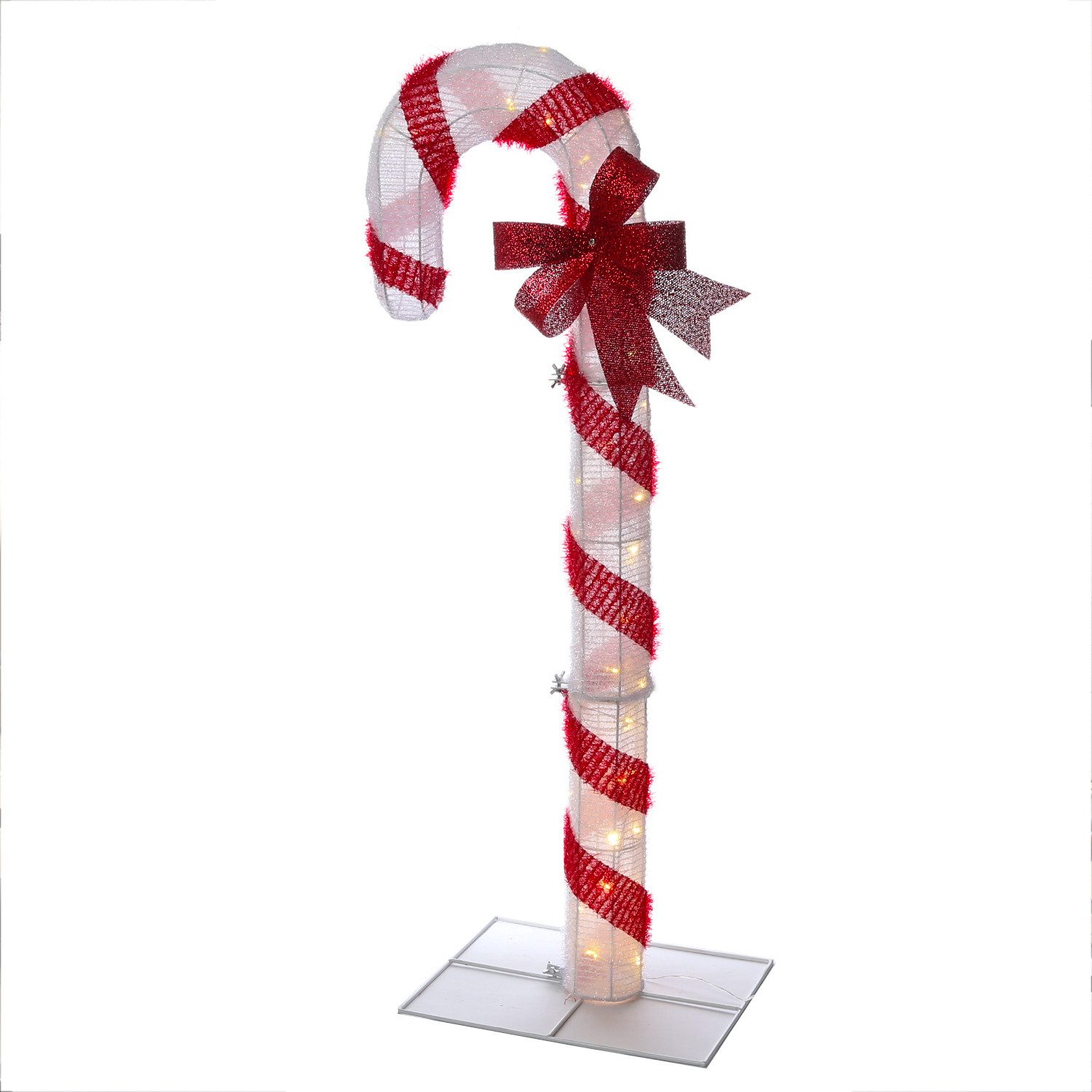 MARELIDA LED Dekoobjekt LED Zuckerstange mit Schleife XL Gartendeko Außen Weihnachtsdeko 1,2m, LED Classic, warmweiß (2100K bis 3000K) – Bild 5 von 5