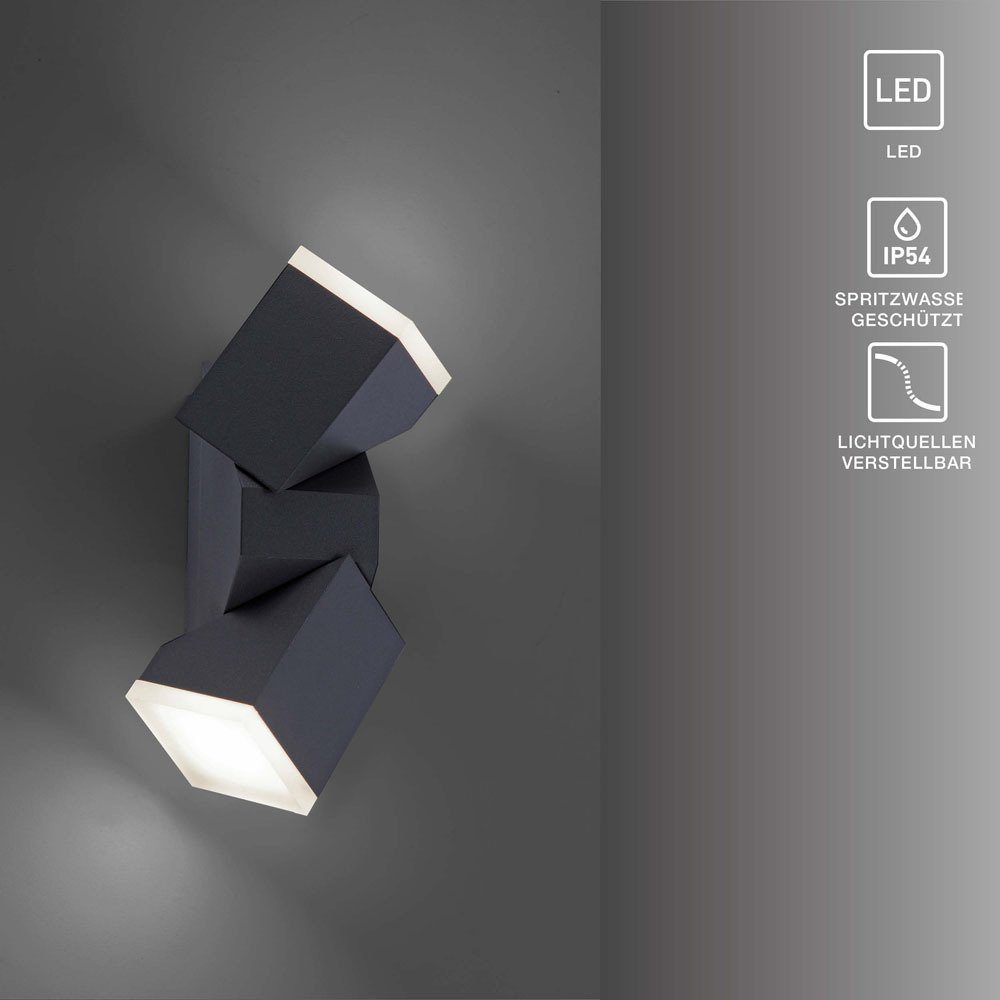 SellTec LED Außen-Wandleuchte »Ryan LED«, Deckenleuchte, schwenkbare  Spotköpfe, grau Fassade
