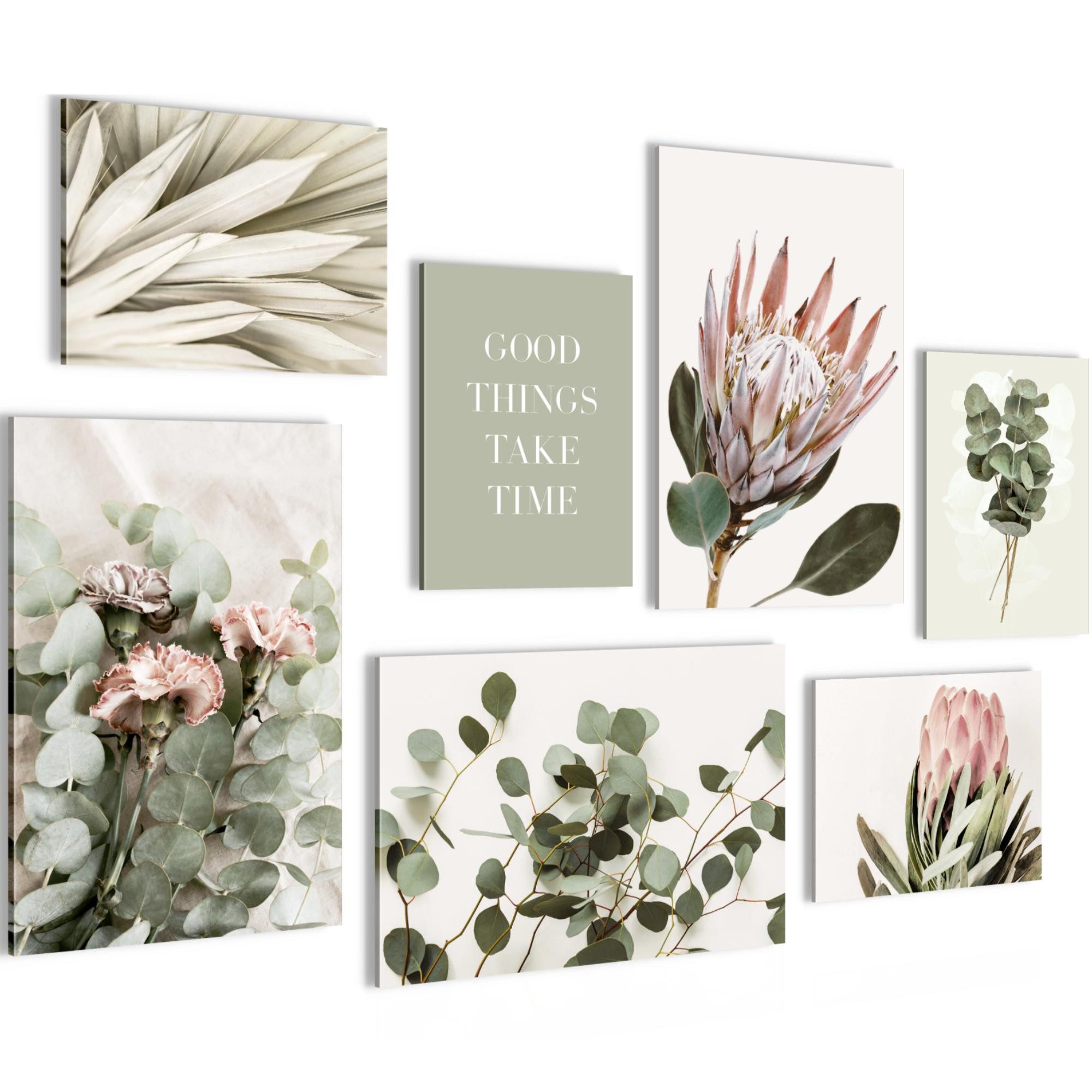 Novart Wandbild Boho Style Strand Meer Natur Wohnzimmer Schlafzimmer Boho 100x70cm, Blätter 147x104