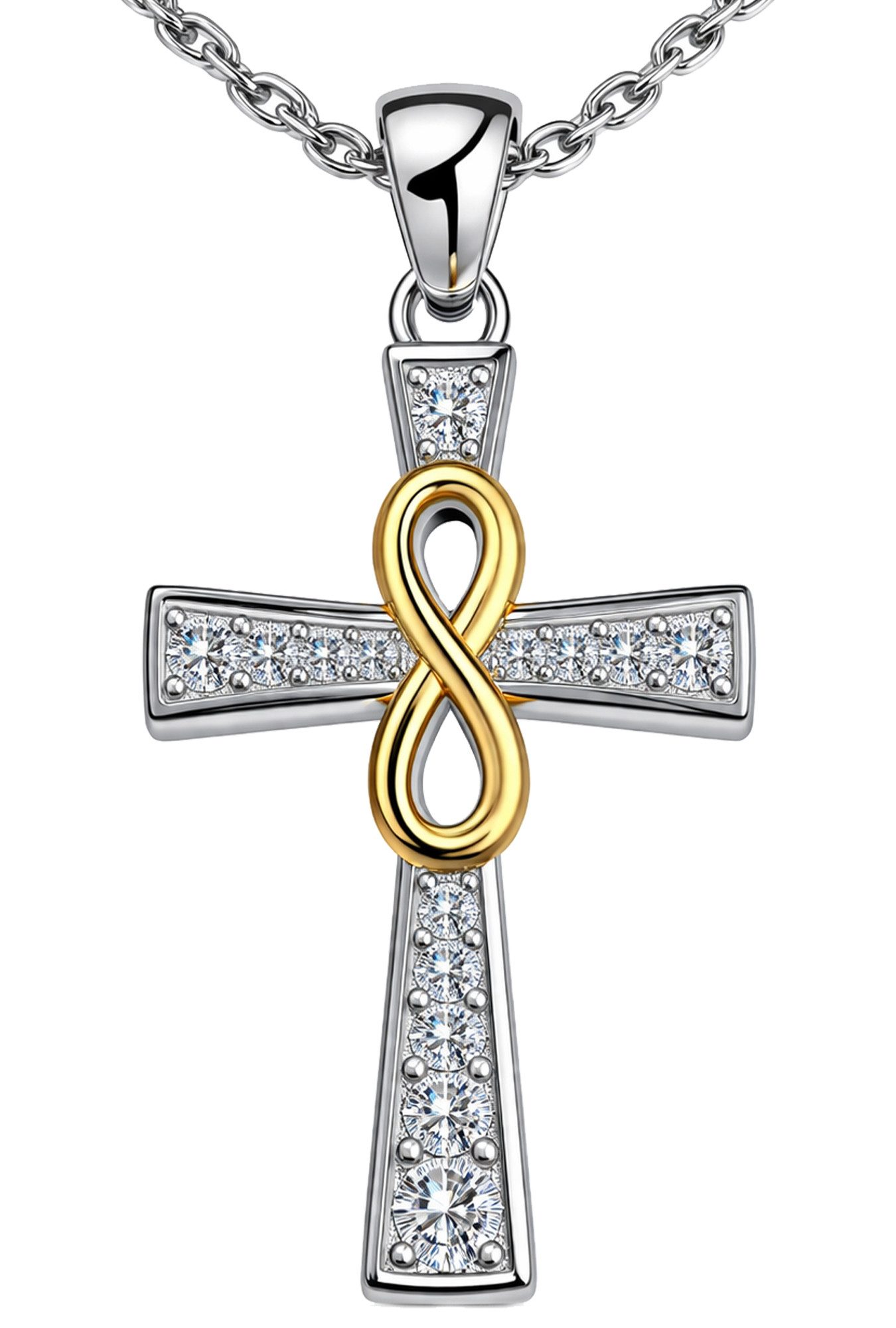 Limana Kreuzkette Damen Halskette Kreuz Unendlichkeit 925 Silber Mädchen Geschenk Frau (Mama Ehefrau Freundin Mutter Schmuck inkl. Dose), Konfirmation Kommunion Geburtstag Muttertag Valentinstag Weihnachten