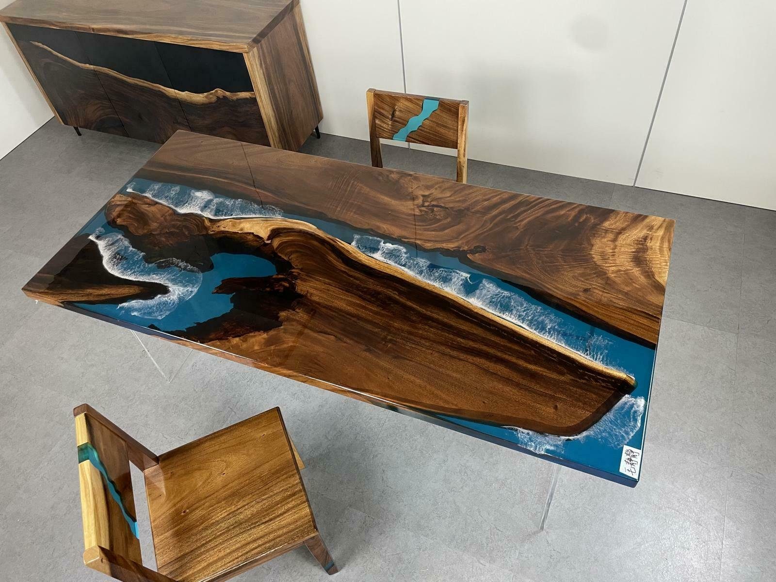JVmoebel Esstisch, River Table Esstisch Tisch Holz Flusstisch 180 x 90 Massive Tische