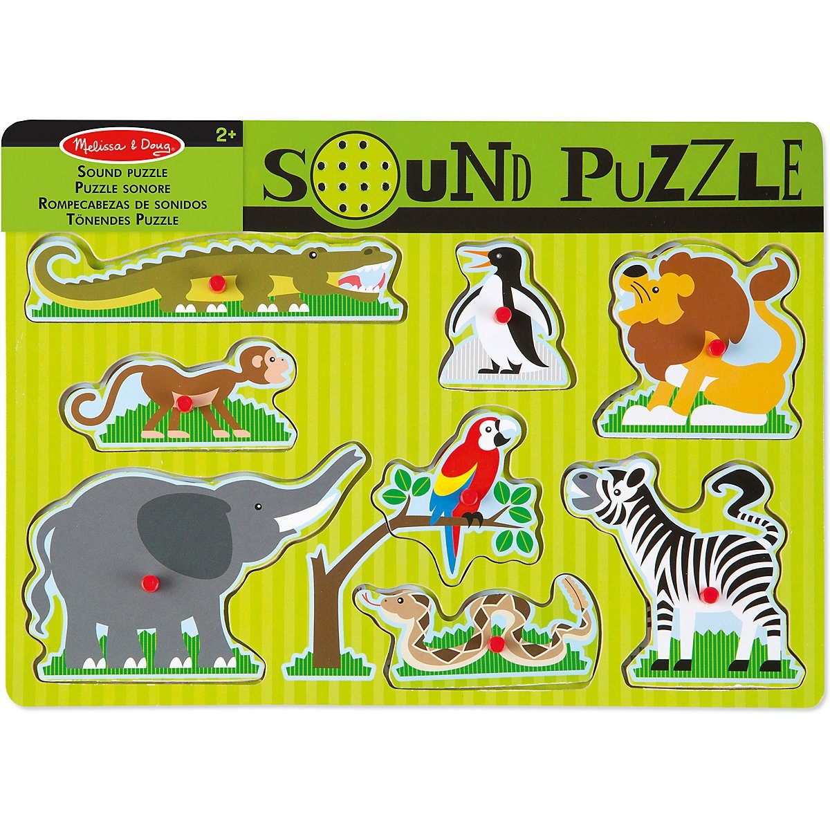 Melissa & Doug Puzzle Soundpuzzle aus Holz - Zootiere, 8 Teile, Puzzleteile