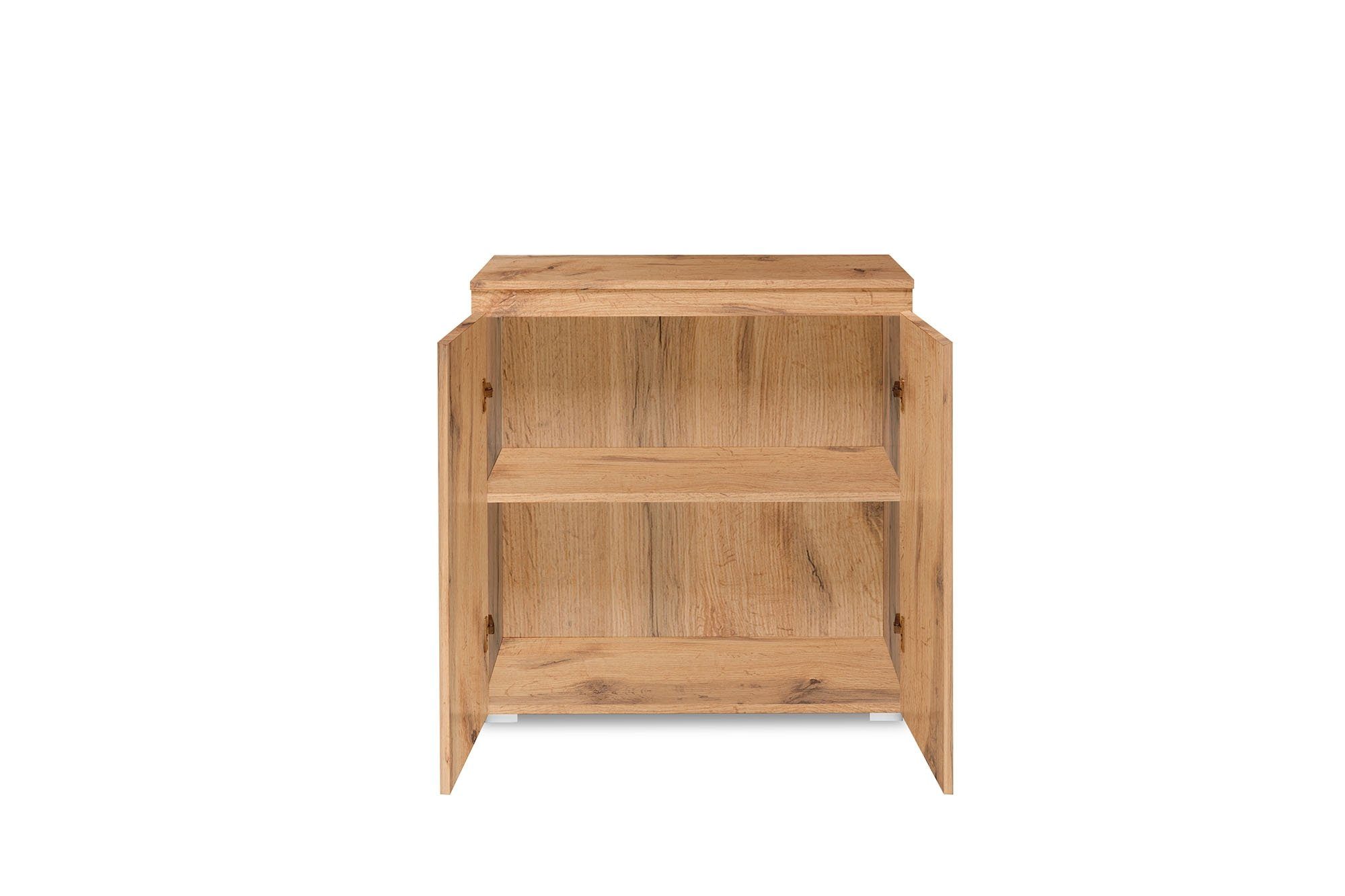 Newroom Kommode Dekor Honig Eiche 80 cm, Sideboard Honig Eiche Modern Landhaus Skandinavisches Design