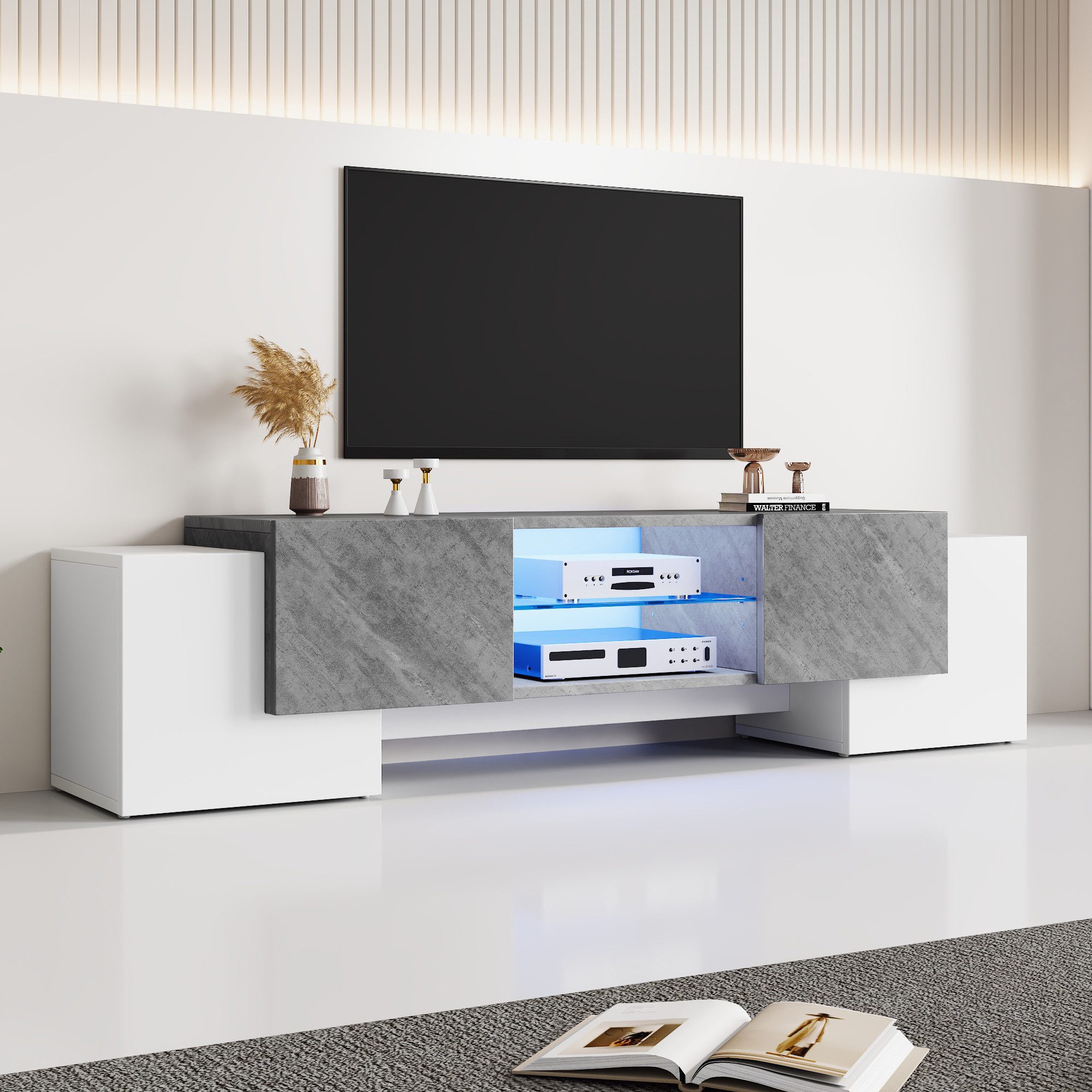 KLAM HOME Lowboard Weißer und grauer günstig online kaufen