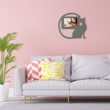 Namofactur Bilderrahmen Katze Fotorahmen aus Holz, Bilderrahmen für Katzen Fans, für 1 Bilder, Fotorahmen, Rahmen für Foto, Made in Germany, in Deutschland gefertigt, Verschiedenen Farben wählbar