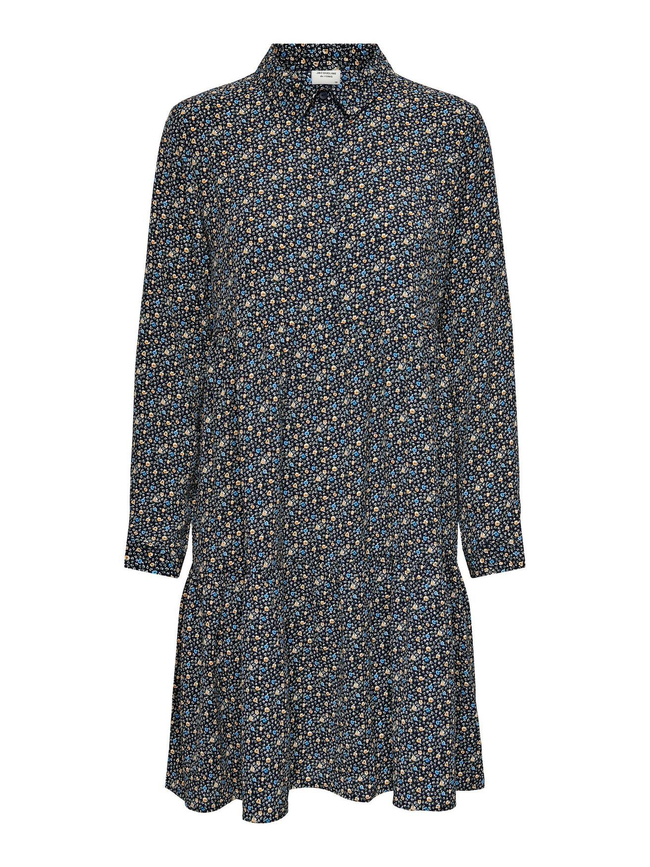 Langarm YONG Gemusterte Tunika de Bluse Shirtkleid JDYPIPER in JACQUELINE Kurzes Schwarz-5 Kleid (lang) 4536