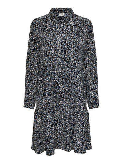 JACQUELINE de YONG Shirtkleid Kurzes Langarm Kleid Gemusterte Tunika Bluse JDYPIPER (lang) 4536 in Schwarz-5