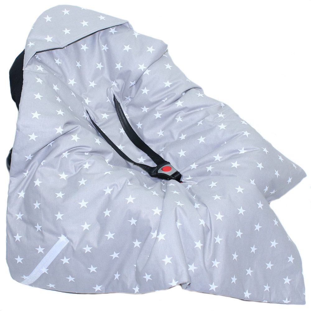 Einschlagdecke Baby Decke Baumwolle mit Kapuze für Babyschale Kindersitz- Sterne, Primawela