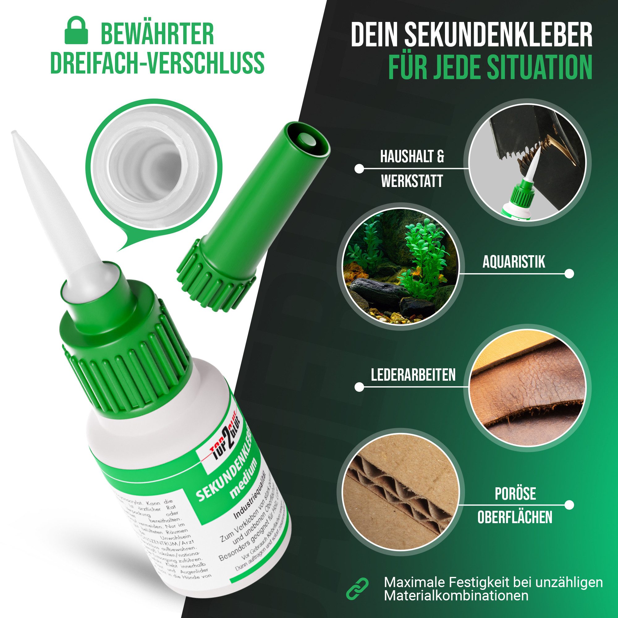 Top2Glue Sekundenkleber Top2Glue Sekundenkleber 20g – Industriequalität, mittelviskos, stark, (1-tlg) – Bild 3 von 5