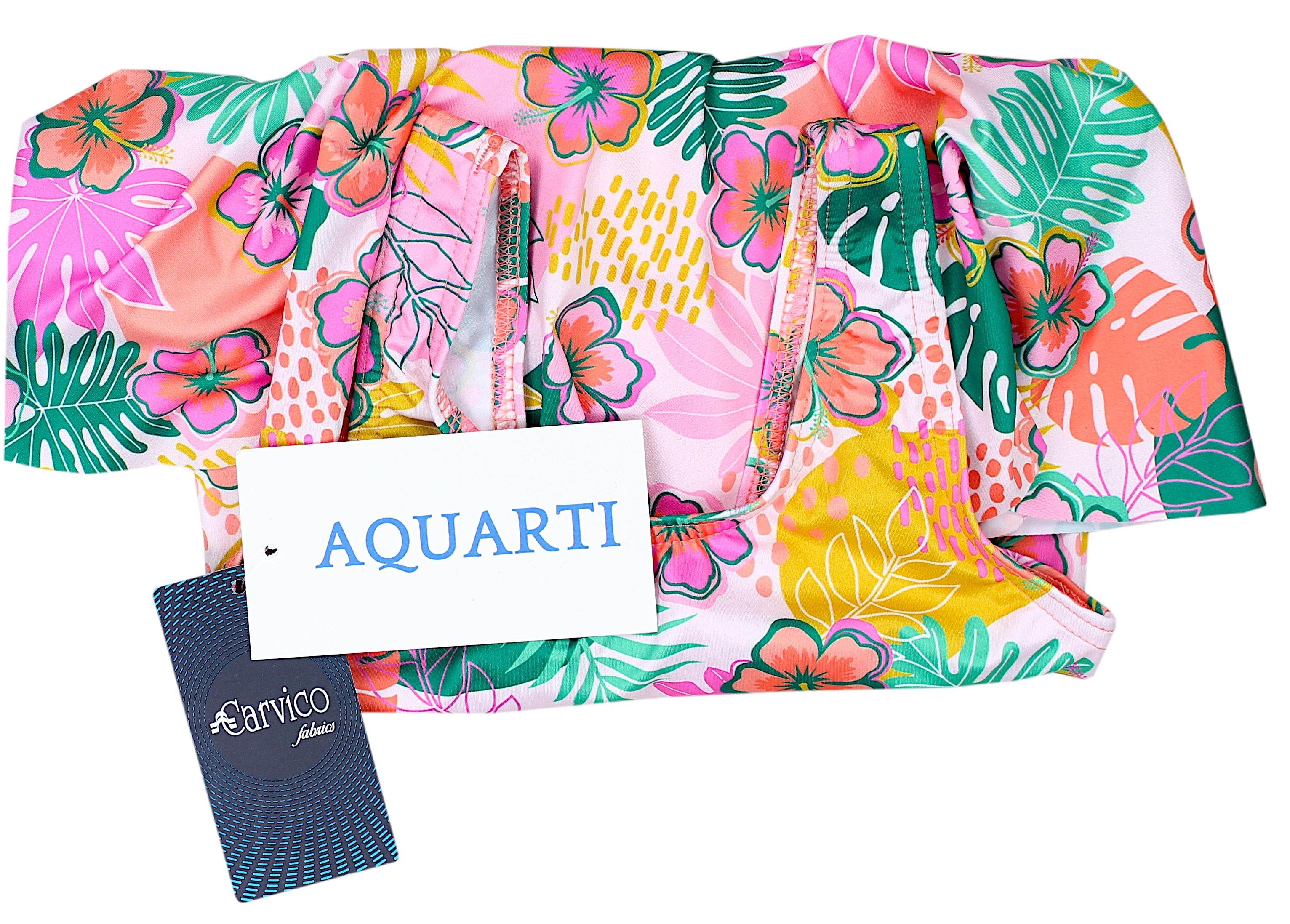 Aquarti Badeanzug Aquarti Mädchen Rosa mit / / Blau Ringerrücken Rock Orange mit / Badeanzug 029C Print Blumen