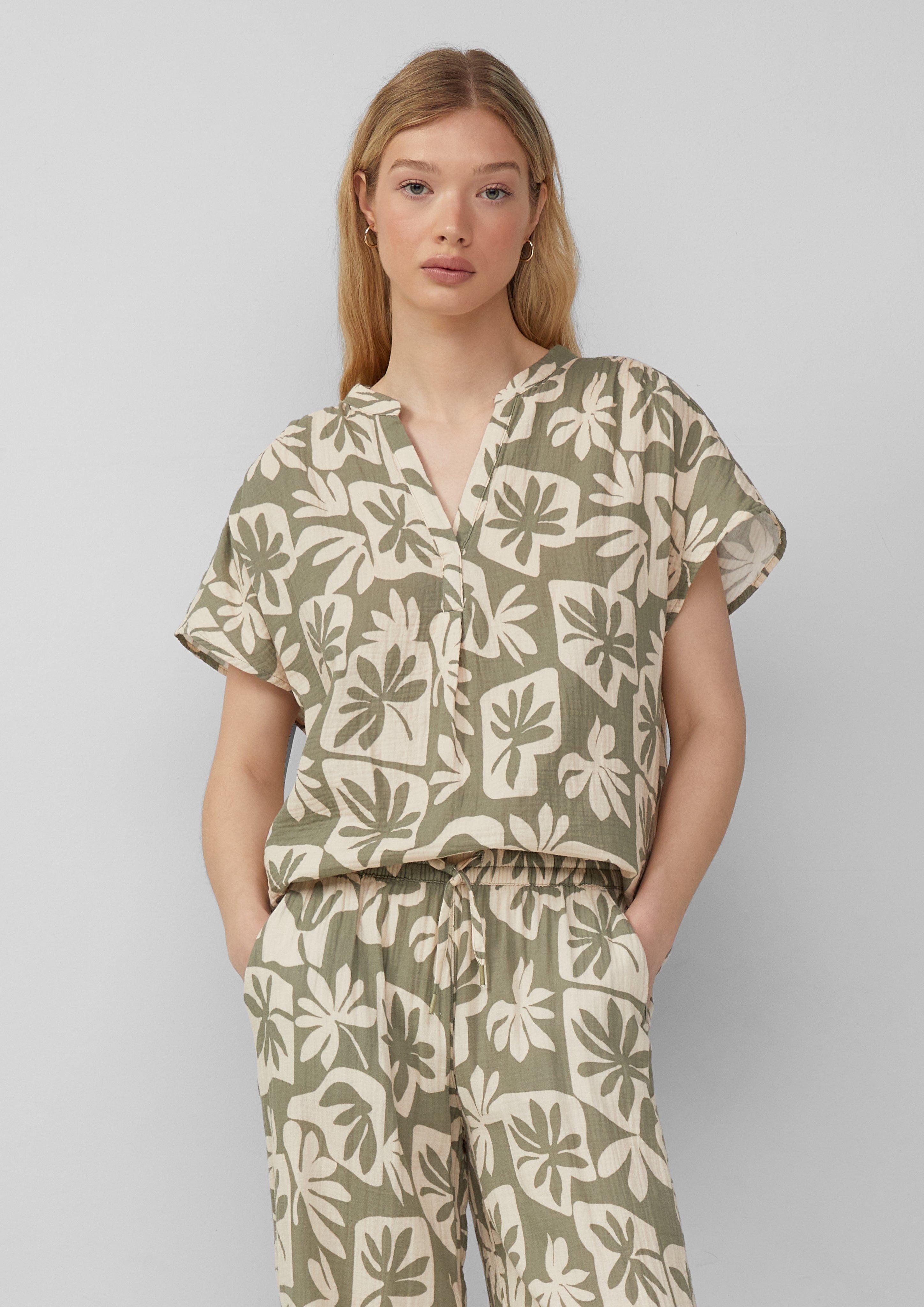 Kurzarmbluse Bluse aus Musselin