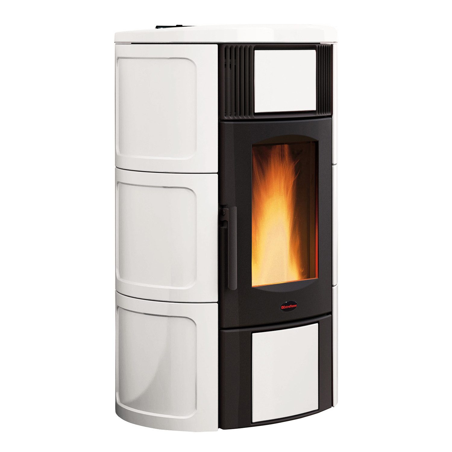 Extraflame Pelletofen Extraflame Iside Idro H15 Wasserführender Pelletofen Majolika Weiss, 18.1 kW, Pelletofen wassergeführt