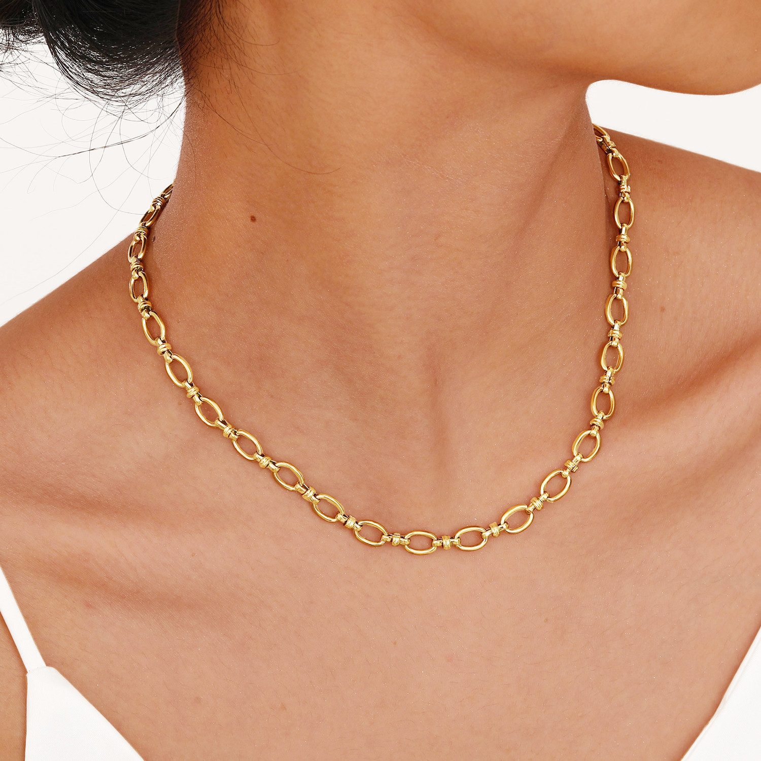 KARMA Kette ohne Anhänger Halskette Damen Edelstahl vergoldet 40 cm Kette G günstig online kaufen