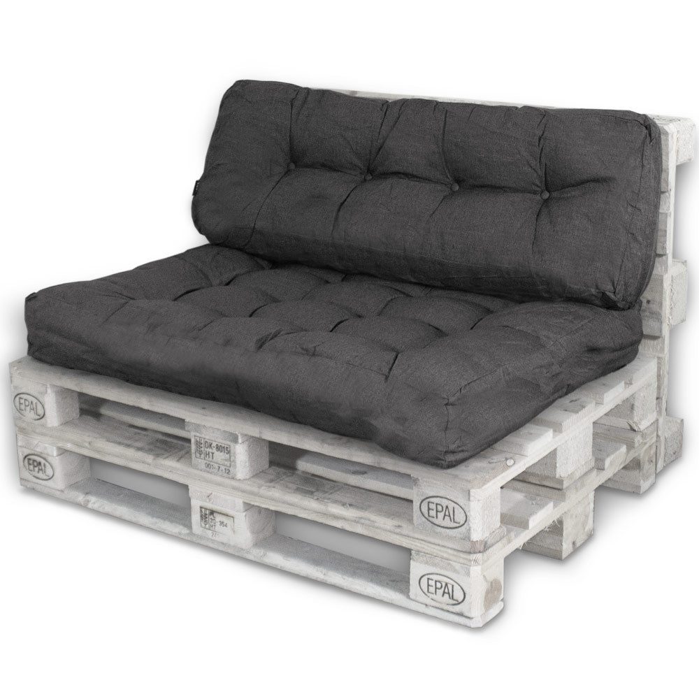 Lacestone Palettenkissen Palettenkissen Set 1 Schwarz 12 Sitzfläche+Rückenteil