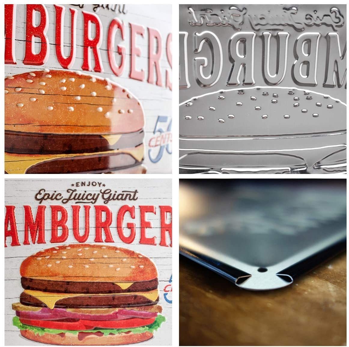 Nostalgic-Art Metallschild Blechschild 30 x 40 cm - USA - Hamburgers