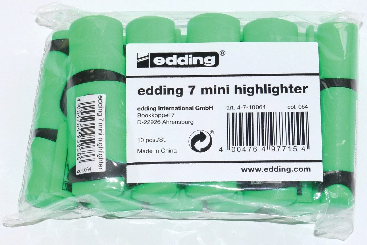 edding Marker Textmarker edding 7 mini highlighter 1-3 mm VE=10 Stück Polybeutel neo