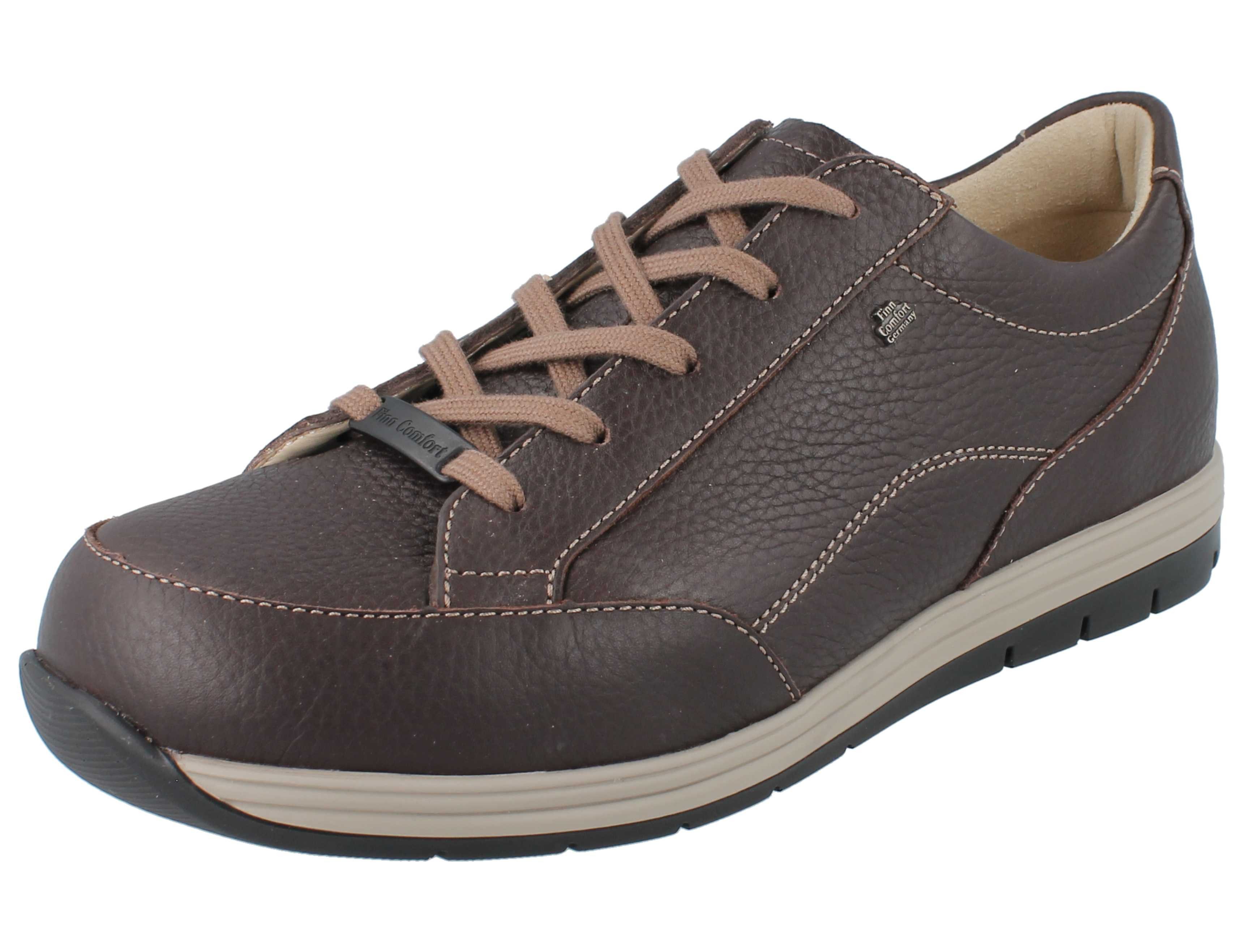 Finn Comfort FINN COMFORT Osorno Herren Halbschuhe dunkelbraun genarbtes Schnürschuh Wechselfußbett