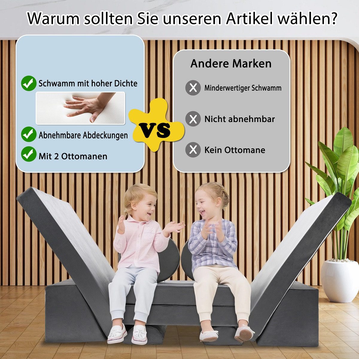 Meulbaty Kindersofa Spielsofa für Kinder, Kindersofa aus 10 Schaumstoffbausteinen, Flexibel Kombinierbare Kindercouch 1 Teile, Modulares Spielsofa zum Spielen, Kreativsein, Schlafen