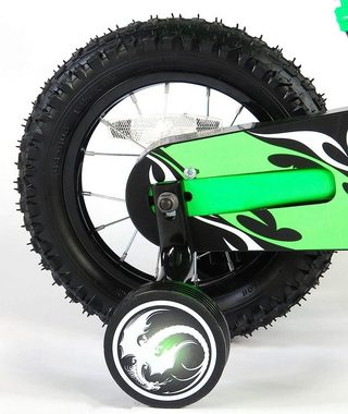 Volare Kinderfahrrad Motorradoptik - Jungen - 12 Zoll - Grün - 85% vormontiert - bis 60 kg, 1 Gang, Handbremse, Luftbereifung, einstellbare Lenkerhöhe, Stahlfelgen